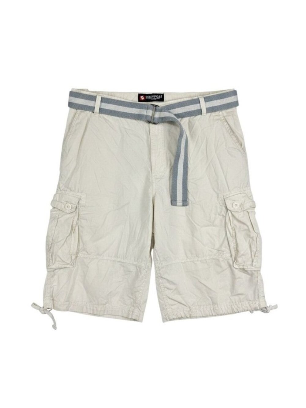 Southpole Mens Beige Cargo Shorts Size 38 With Belt Drawstring Hem